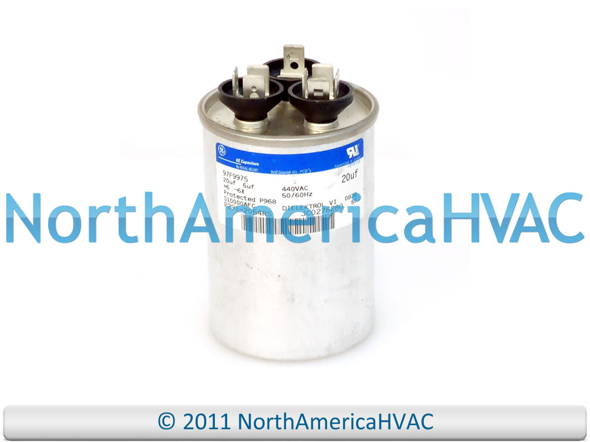Capcom GE Genteq Capacitor Round 20/5 uf 440 volt Z97F9975 97F9975